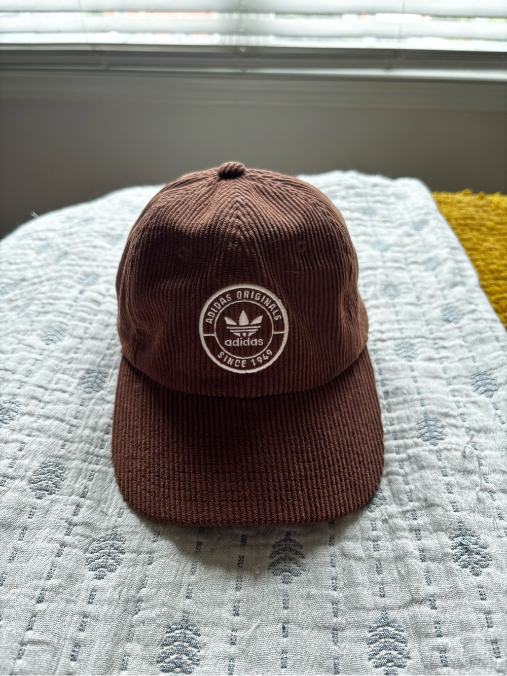 adidas Brown Corduroy Baseball Hat with Trefoil Patch
